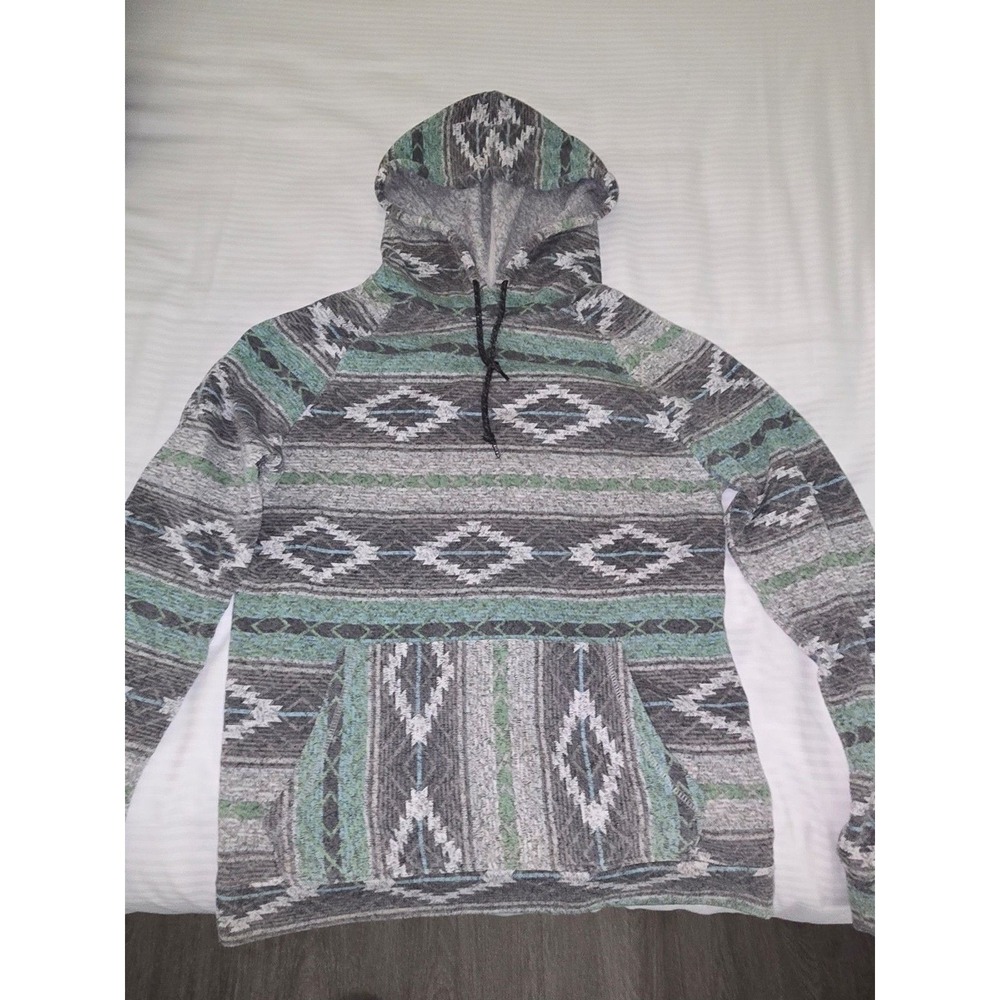Brooklyn Cloth Gray Green Aztec Crew Neck Knit Hoodie S‎ Long Sleeve Pullover